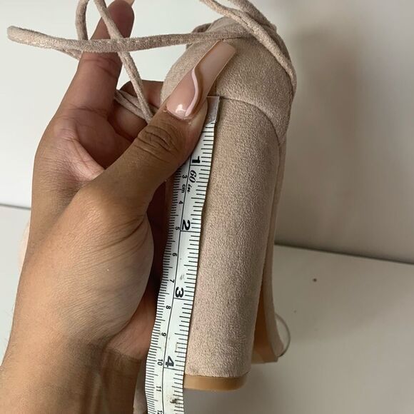 Nude Tie up block heels - Picture 6 of 6